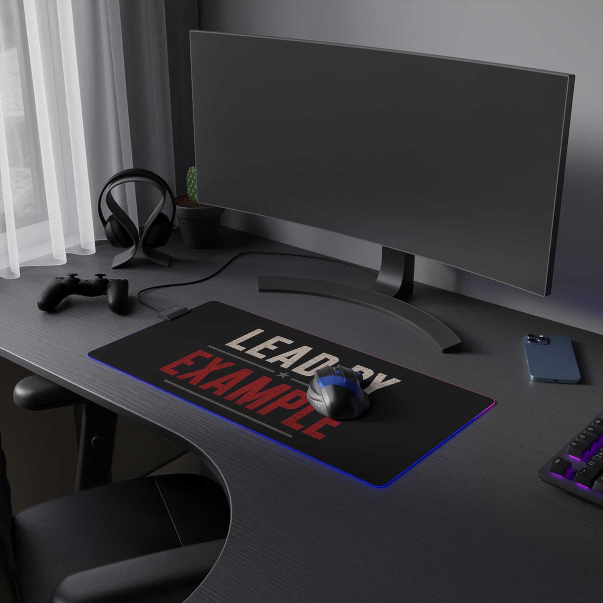 LED Gaming Mouse Pad — " Lead by Example" RGB Extended Desk Mat
