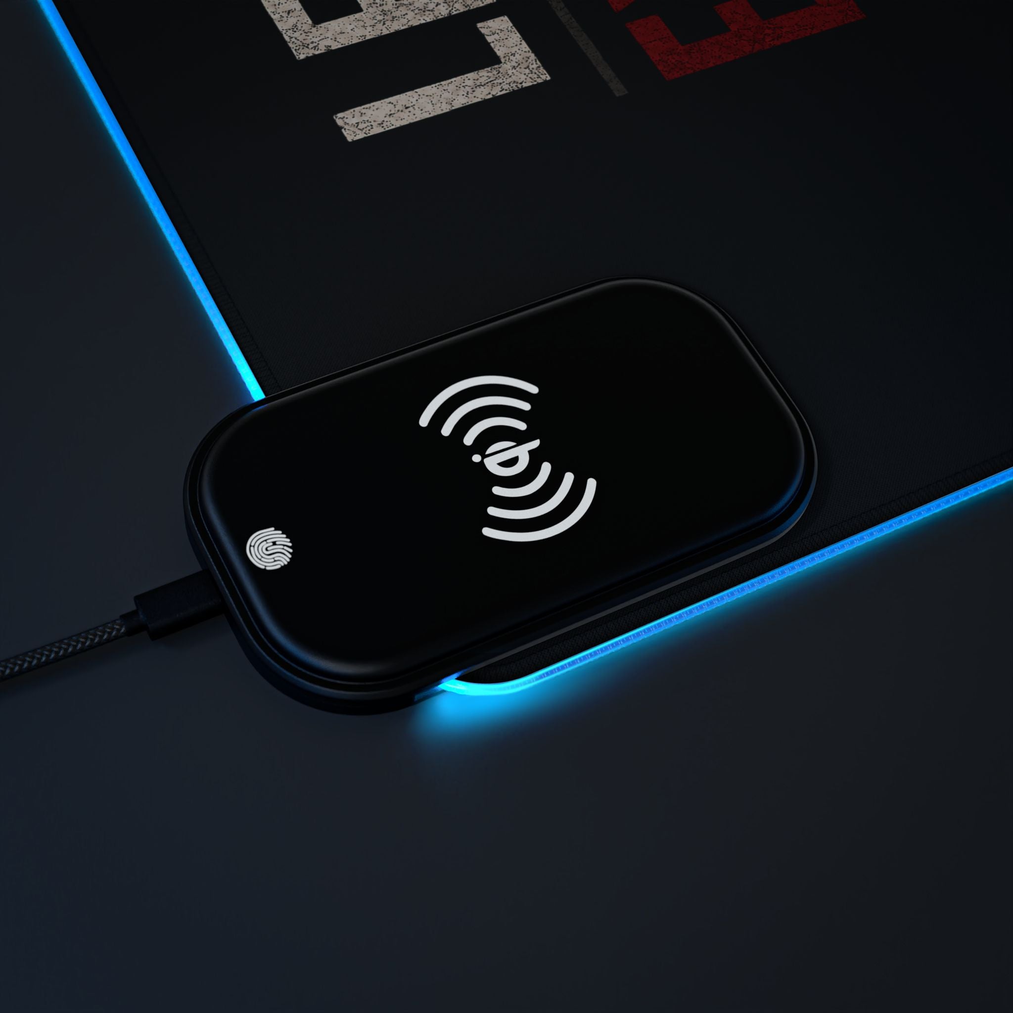 LED Wireless Charging Mouse Pad — "Lead By Example" Gaming Desk Mat