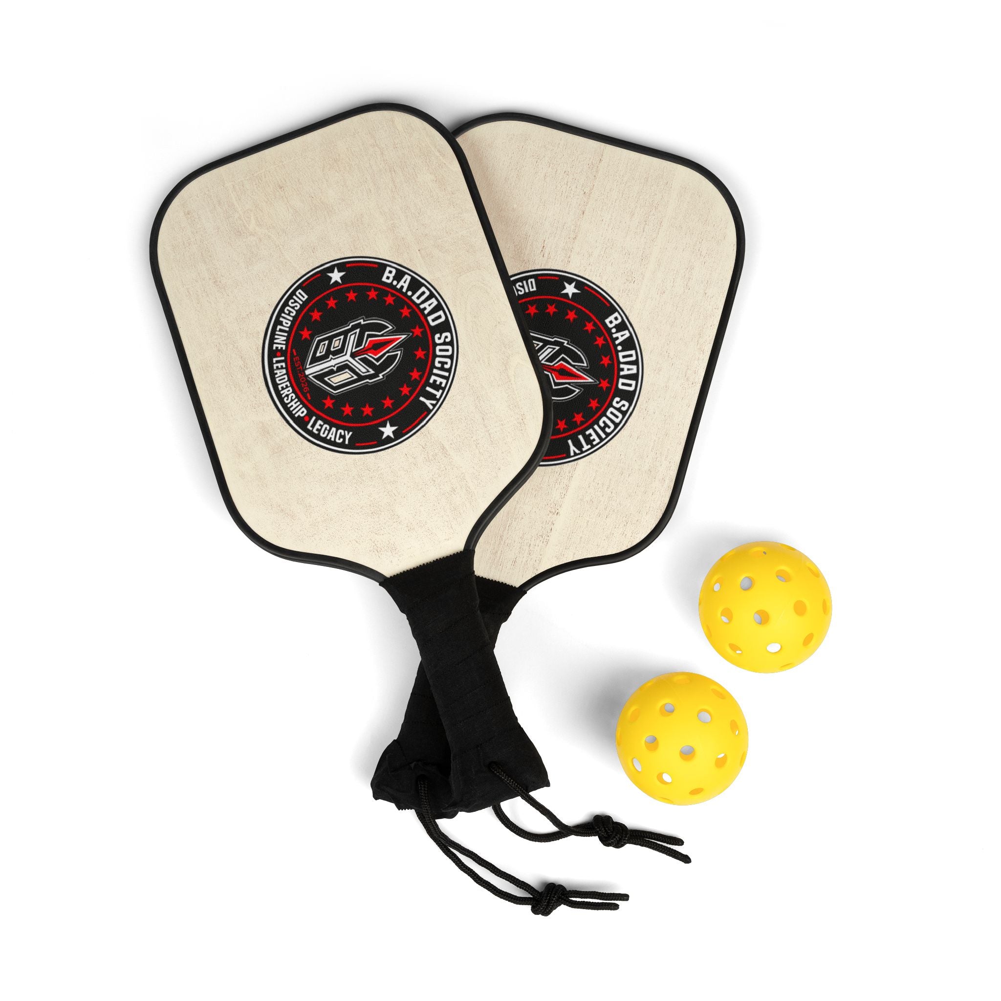 B.A.Dad Society Logo Graphic Pickleball Kit (2 Paddles + Balls)