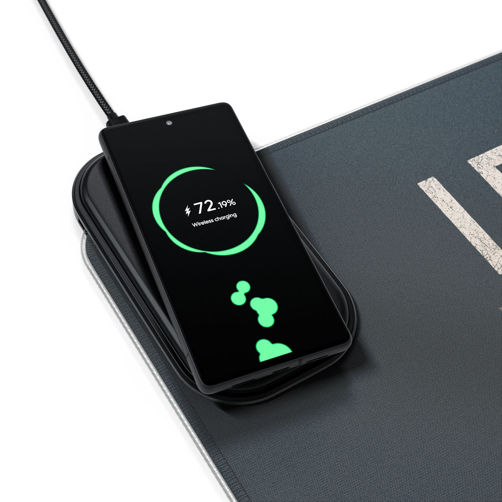 LED Wireless Charging Mouse Pad — "Lead By Example" Gaming Desk Mat