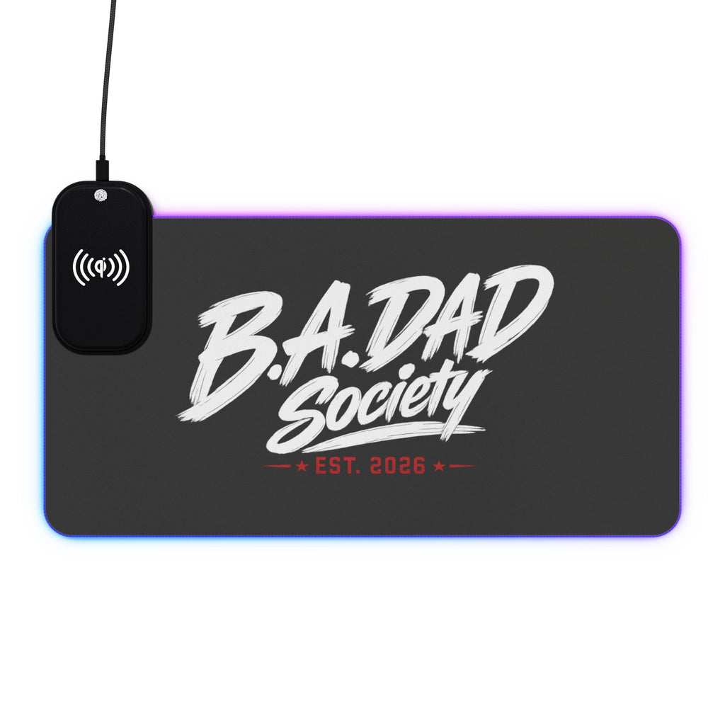 LED Wireless Charging Mouse Pad — "Lead By Example" Gaming Desk Mat