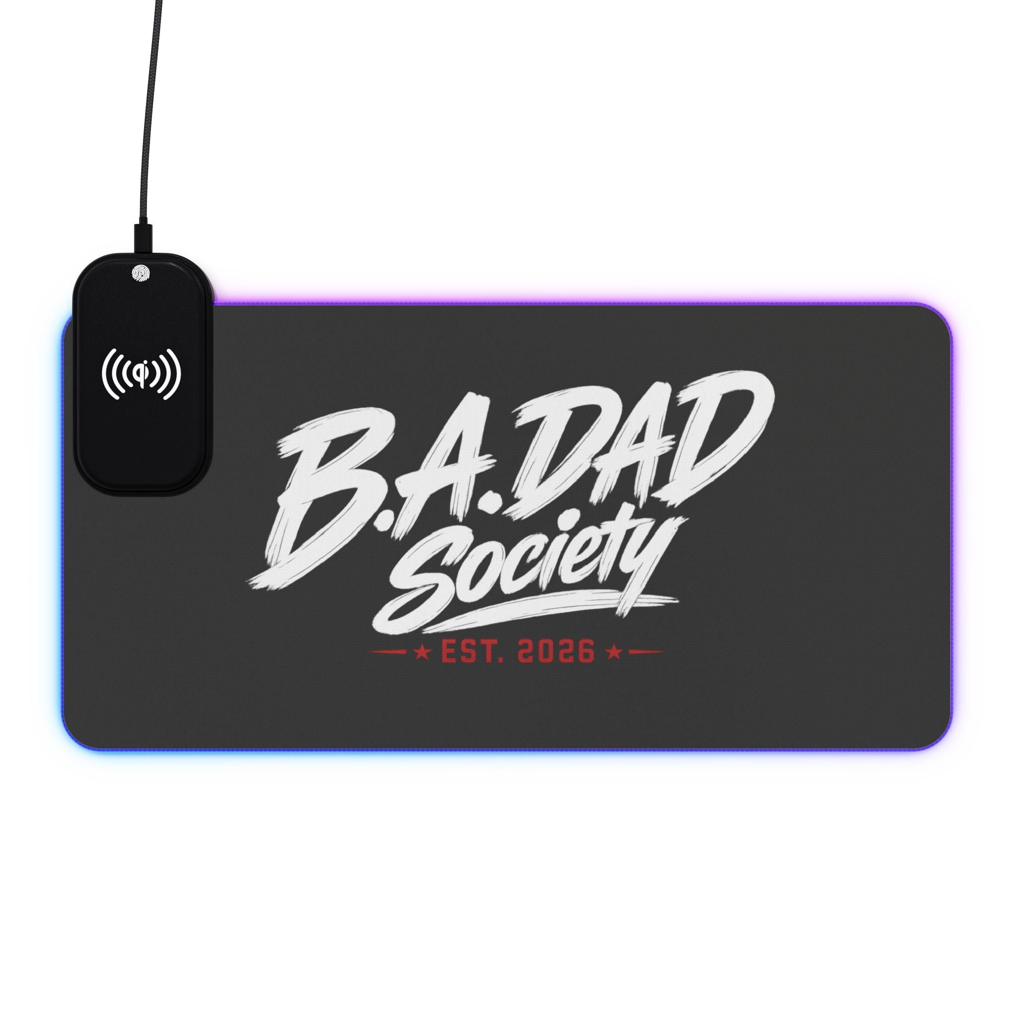 LED Wireless Charging Mouse Pad — "Lead By Example" Gaming Desk Mat