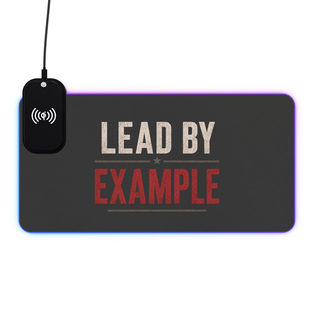 LED Wireless Charging Mouse Pad — "Lead By Example" Gaming Desk Mat