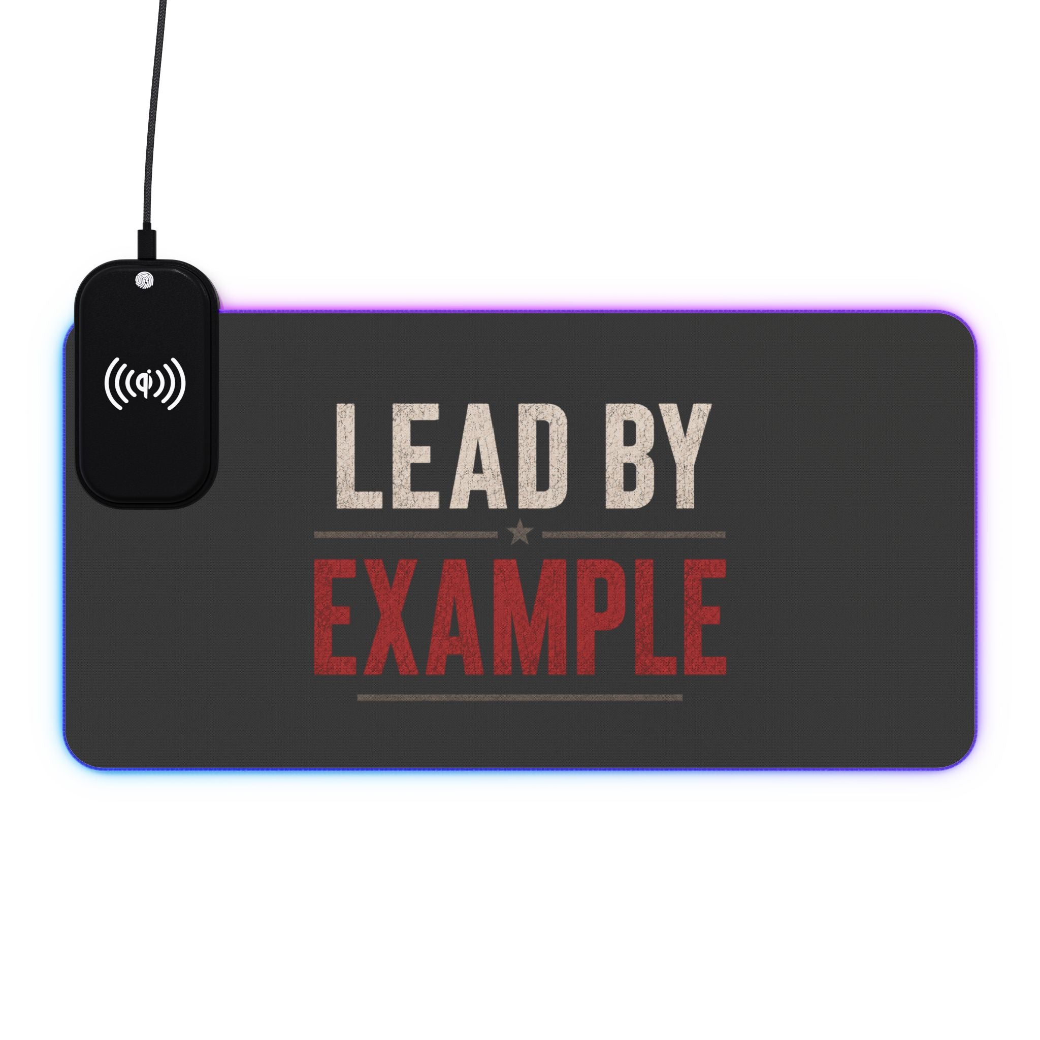 LED Wireless Charging Mouse Pad — "Lead By Example" Gaming Desk Mat